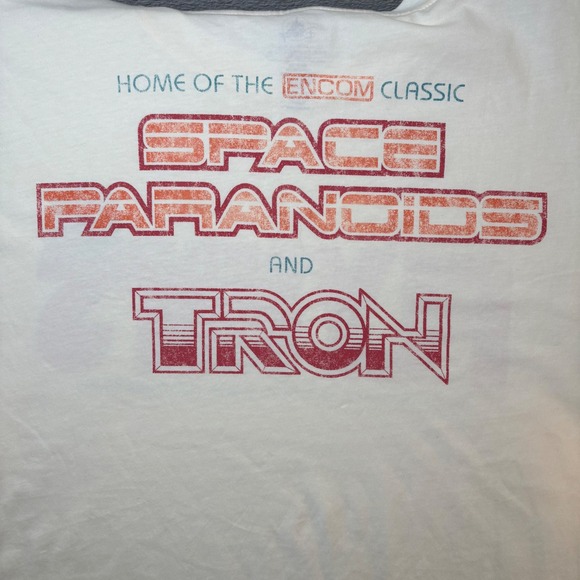Disney Parks Tron Flynn's Arcade T-Shirt Mens Medium Cream Space Paranoids Tee - Picture 4 of 6